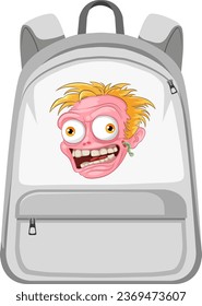 Una mochila con un diseño de cabeza zombie salvaje