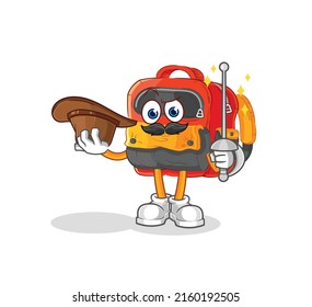 the backpack fencer character. cartoon mascot vector