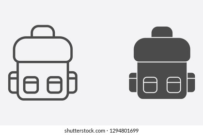 Backpack filled and outline vector icon sign symbol