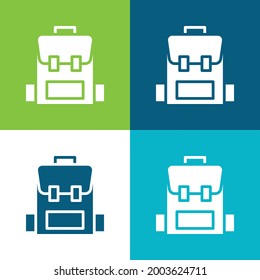Backpack Flat four color minimal icon set