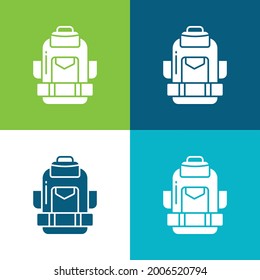 Mochila Plano cuatro colores mínimo conjunto de iconos