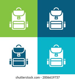 Backpack Flat four color minimal icon set