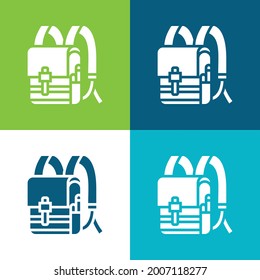 Mochila Plano cuatro colores mínimo conjunto de iconos