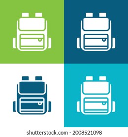 Backpack Flat four color minimal icon set