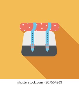 Backpack flat icon with long shadow