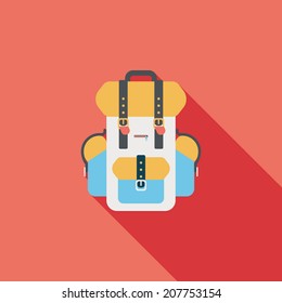 backpack flat icon with long shadow