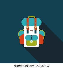 backpack flat icon with long shadow
