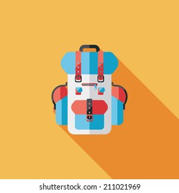 backpack flat icon with long shadow