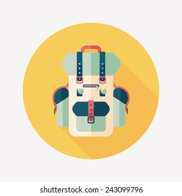 backpack flat icon with long shadow
