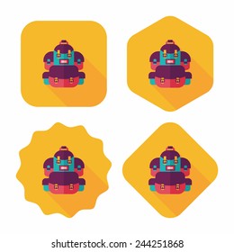 backpack flat icon with long shadow