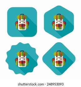 backpack flat icon with long shadow