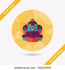 backpack flat icon with long shadow