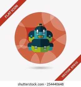 backpack flat icon with long shadow