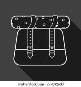 Backpack flat icon with long shadow, line icon