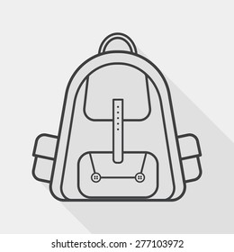 Backpack flat icon with long shadow, line icon