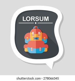 backpack flat icon with long shadow