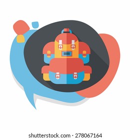 backpack flat icon with long shadow