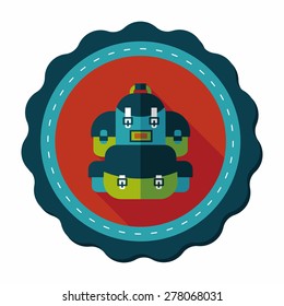 backpack flat icon with long shadow