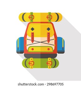 backpack flat icon with long shadow