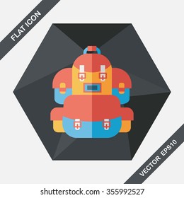 backpack flat icon with long shadow