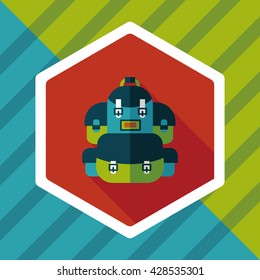 backpack flat icon with long shadow