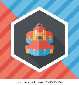 backpack flat icon with long shadow