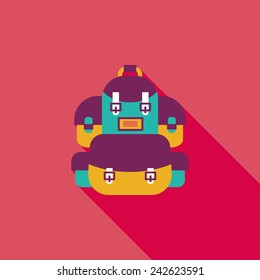 Backpack flat icon with long shadow,eps10