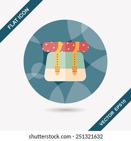 Backpack flat icon with long shadow,eps10