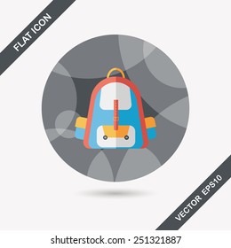 Backpack flat icon with long shadow,eps10