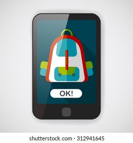 Backpack flat icon with long shadow,eps10