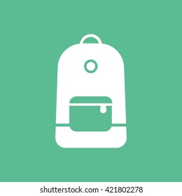 Backpack Flat Icon On Green Background