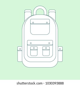 Backpack flat icon. Single high quality outline symbol of camping for web design or mobile app. Thin line signs of backpack for design logo, visit card, etc. Outline pictogram of camping backpack