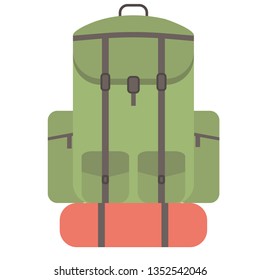 Backpack flat illustration on white