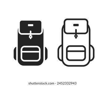 backpack flat and line icons. travel, hiking and vacation symbols. isolated vector images for tourism design