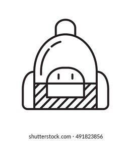 Backpack flat modern style thin line icon Isolated on white background. Simple Backpack icon