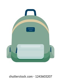 Backpack in a flat style. Vector illustration. School bag.Travel, camping or hiking. Tourism. Luggage.