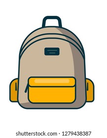 Backpack in a flat style. Vector illustration. School bag.Travel, camping or hiking. Tourism. Luggage.