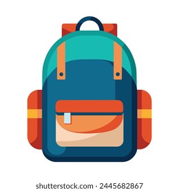 Backpack flat vector illustration on white background.