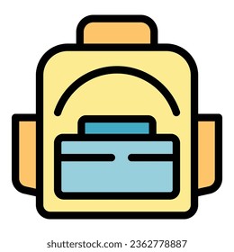 Backpack food icon outline vector. School meal. Container snack color flat