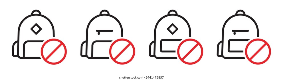 Mochila prohibida icono, ilustración vectorial