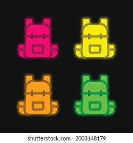 Mochila cuatro colores de neonato brillante icono vectorial