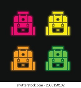 Mochila cuatro colores de neonato brillante icono vectorial