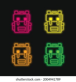 Mochila cuatro colores de neonato brillante icono vectorial