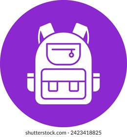 Backpack Glyph Circle Style Icon