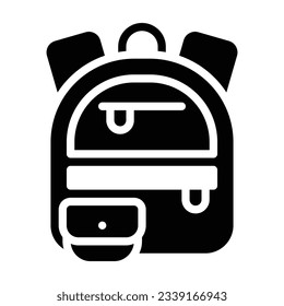 Icono de glifo de mochila. Perfecto para diseño gráfico, móvil, interfaz de usuario y obras maestras web