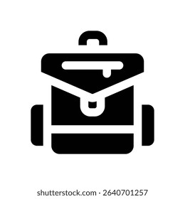 backpack glyph icon. Strong and solid vector icon for websites, mobile interfaces, presentations, and visual branding. High quality and easy to edit.