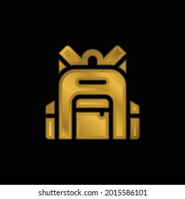 Backpack gold plated metalic icon or logo vector