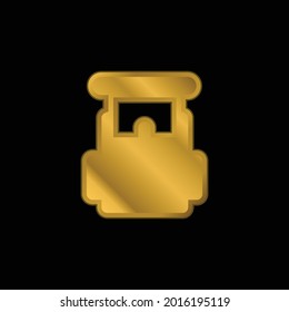 Backpack gold plated metalic icon or logo vector