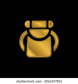 Backpack gold plated metalic icon or logo vector