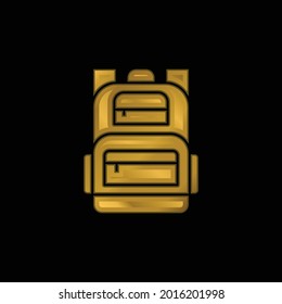 Icono metálico de la mochila chapado en oro o vector de logotipo